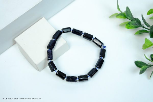 Blue Goldstone Pipe Shape Bracelet