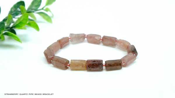 Strawberry Quartz Pipe Shape Bracelet