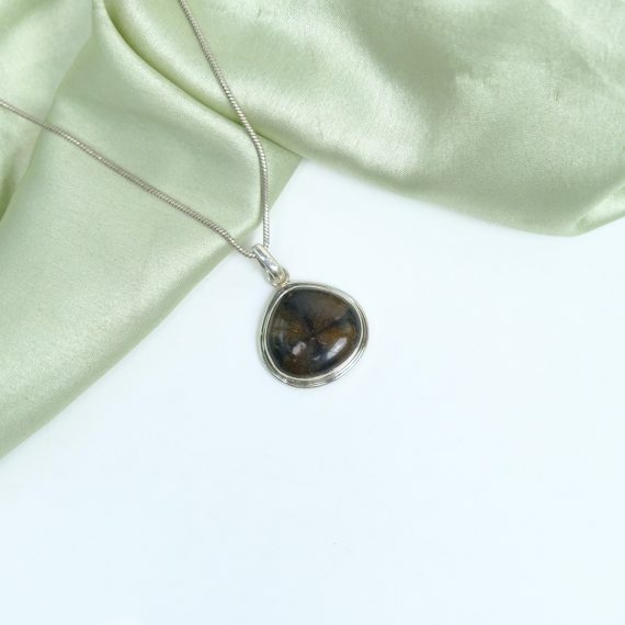 Chiastolite Pure Silver Pendant