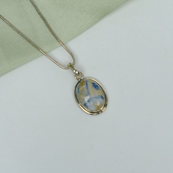 Blue scheelite Pure Silver Pendant