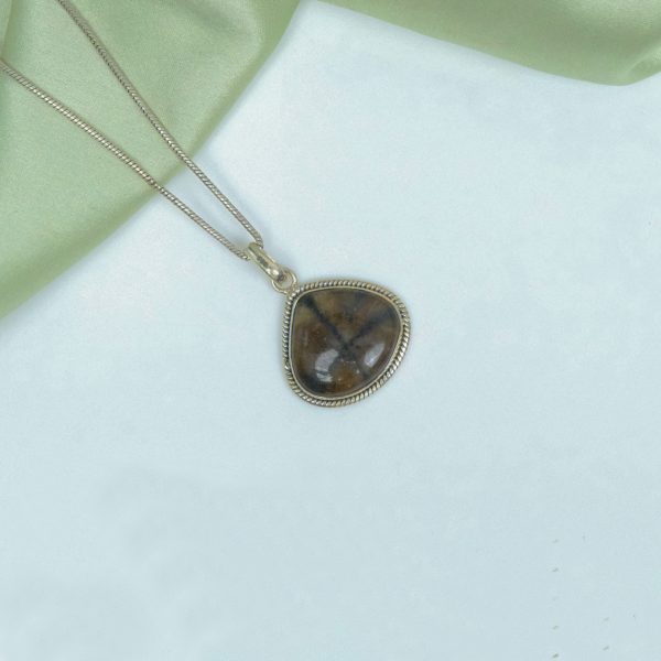 Chiastolite Pure Silver Pendant