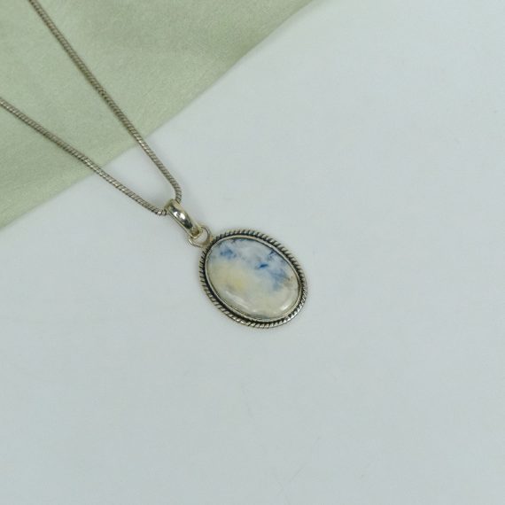 Blue scheelite Pure Silver Pendant