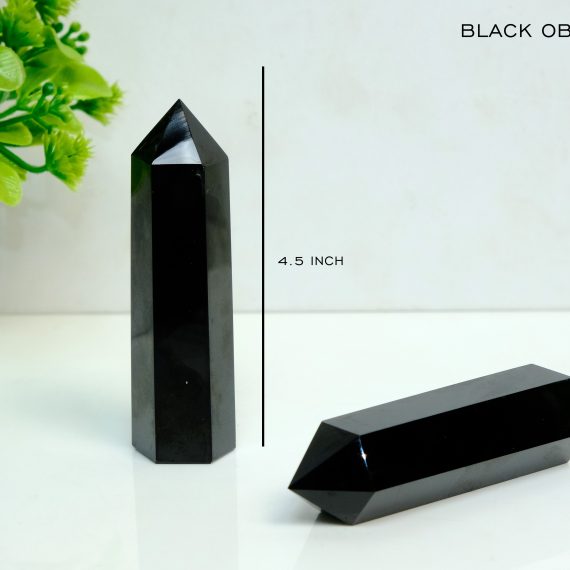Black Obsidian Crystal Obelisk