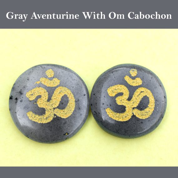 Grey Aventurine (light) Om Engraved Cabochon