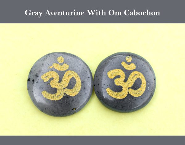 Grey Aventurine (light) Om Engraved Cabochon