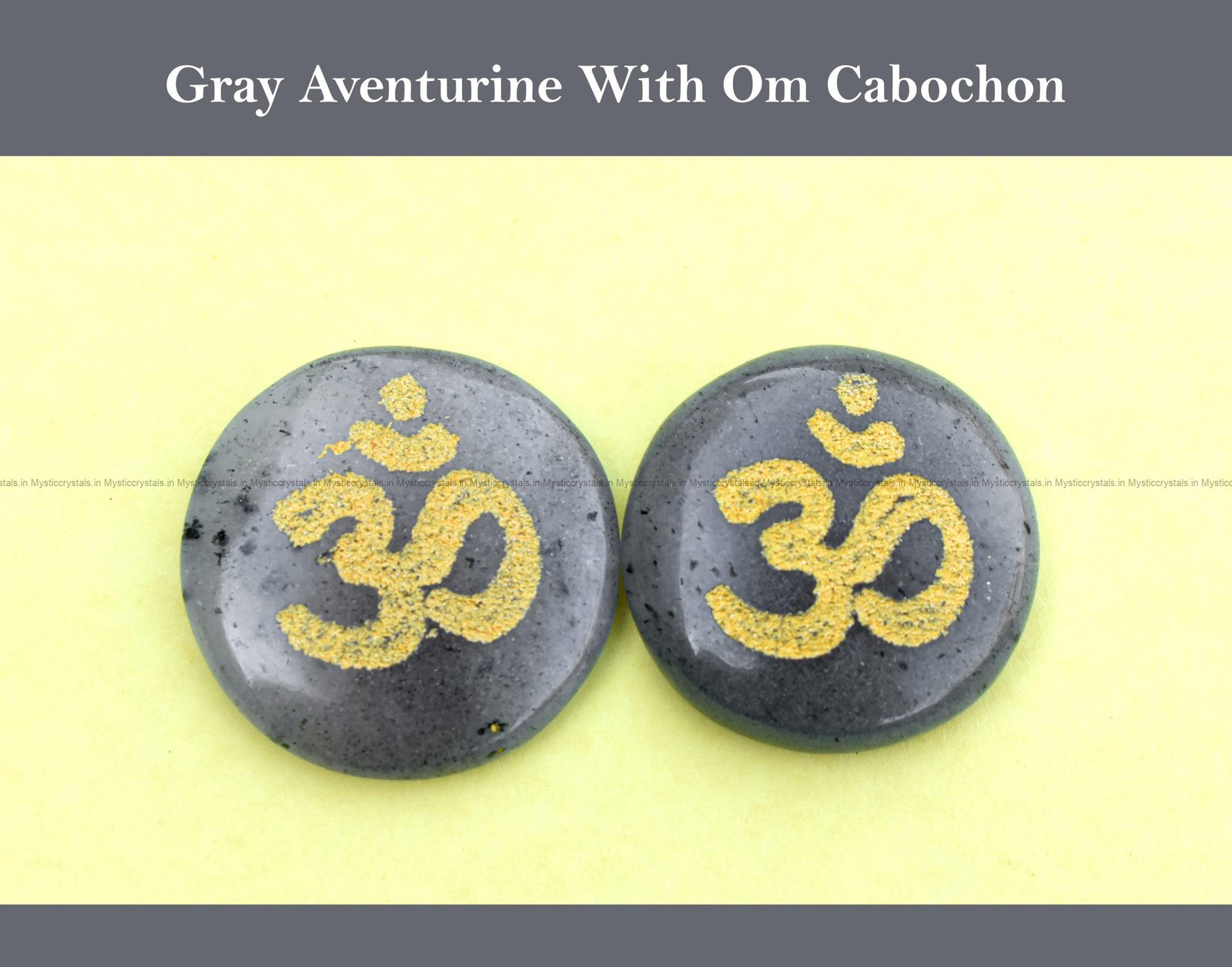 Grey Aventurine (light) Om Engraved Cabochon