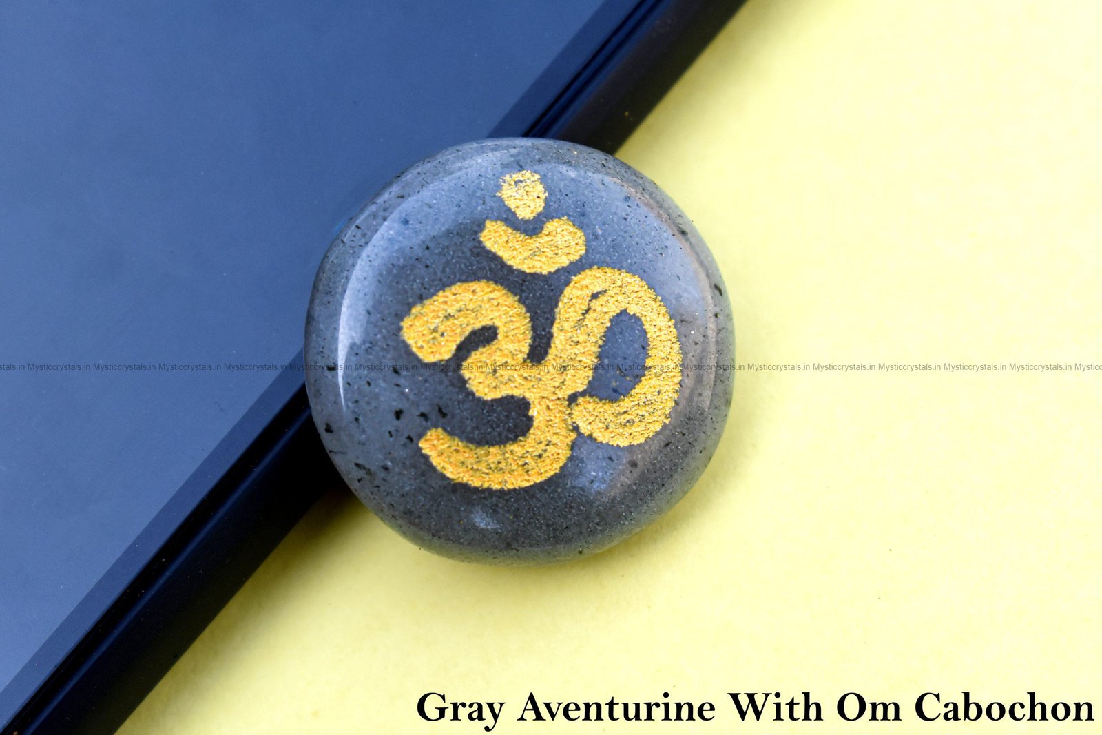 Grey Aventurine (light) Om Engraved Cabochon