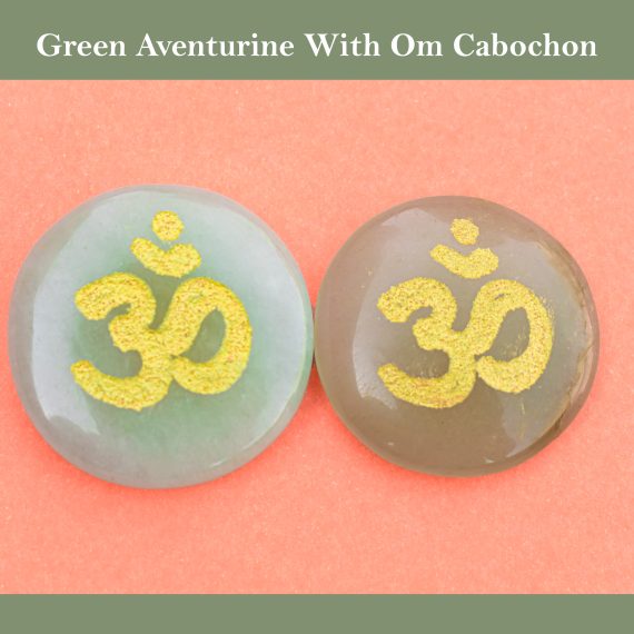 Green Aventurine (light) Om Engraved Cabochon
