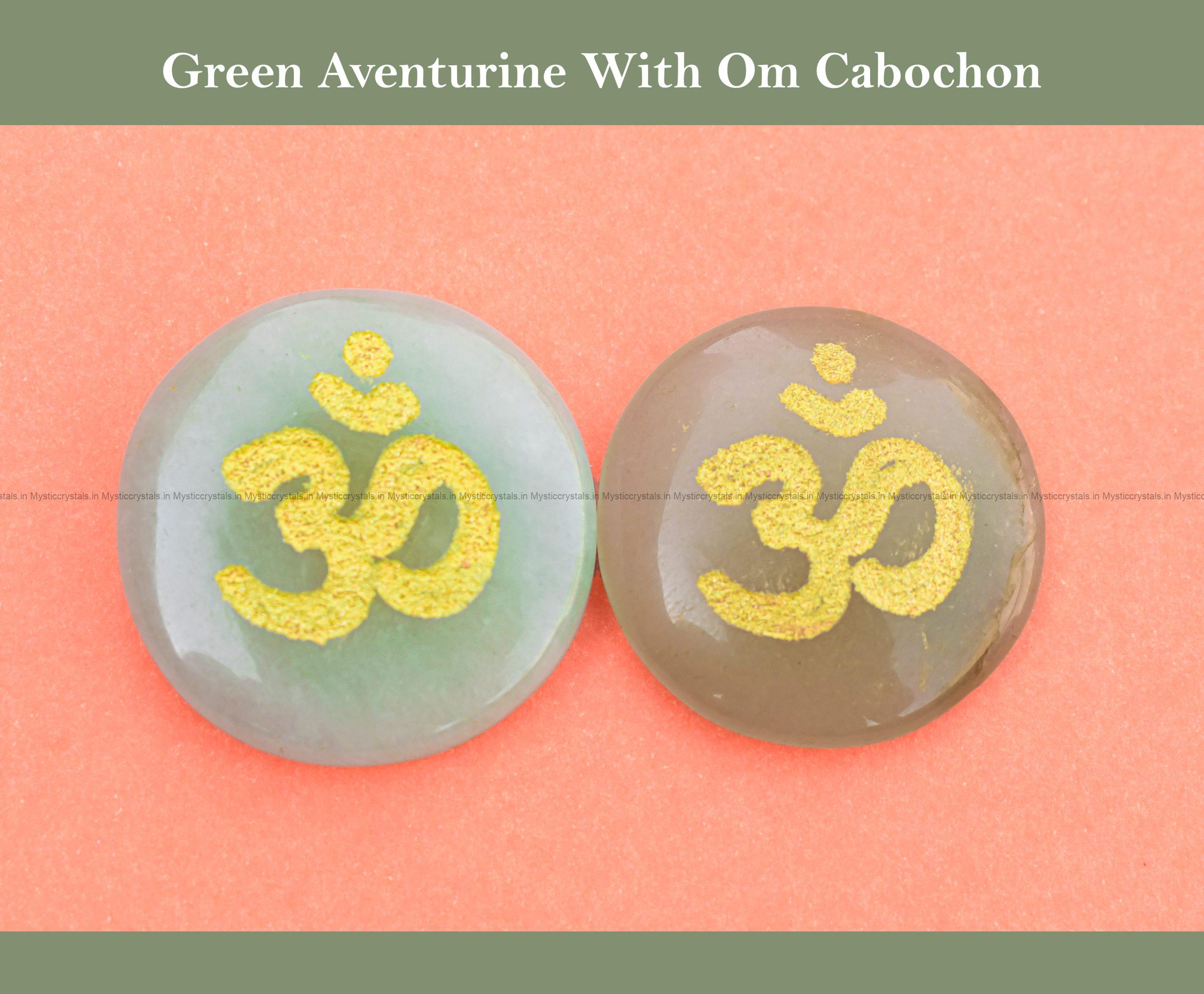 Green Aventurine (light) Om Engraved Cabochon