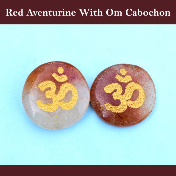 Red Aventurine (light) Om Engraved Cabochon