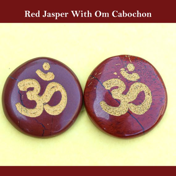 Red Jasper Om Engraved Cabochon