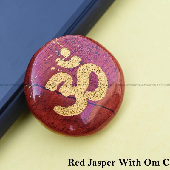 Red Jasper Om Engraved Cabochon