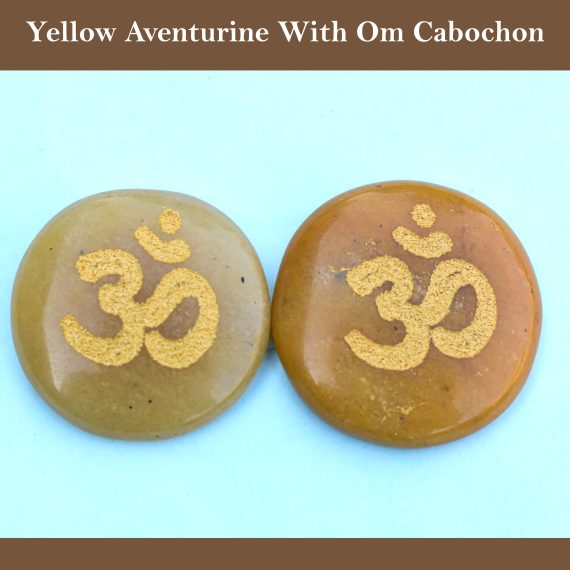 Yellow Aventurine (light) Om Engraved Cabochon