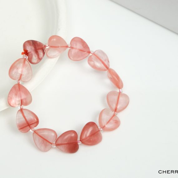 Cherry Quartz Heart Shape Bead Bracelet