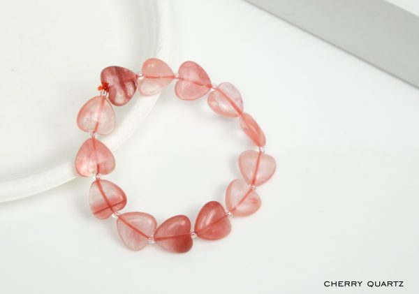 Cherry Quartz Heart Shape Bead Bracelet