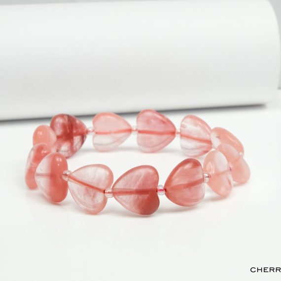 Cherry Quartz Heart Shape Bead Bracelet
