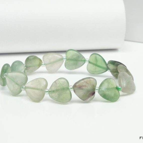 Multi Fluorite Heart Shape Bead Bracelet