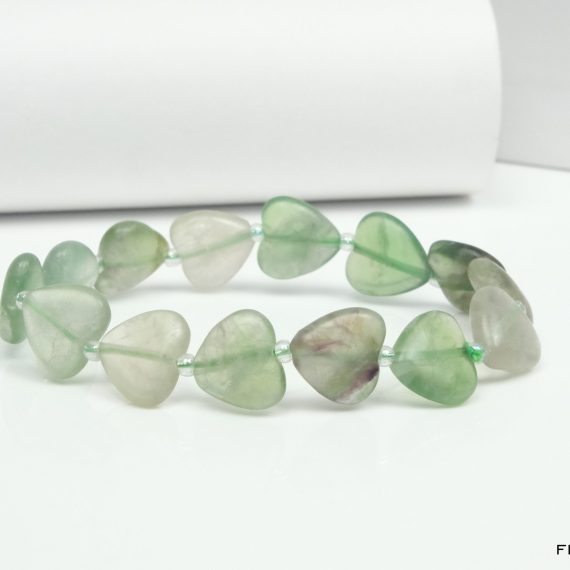 Multi Fluorite Heart Shape Bead Bracelet