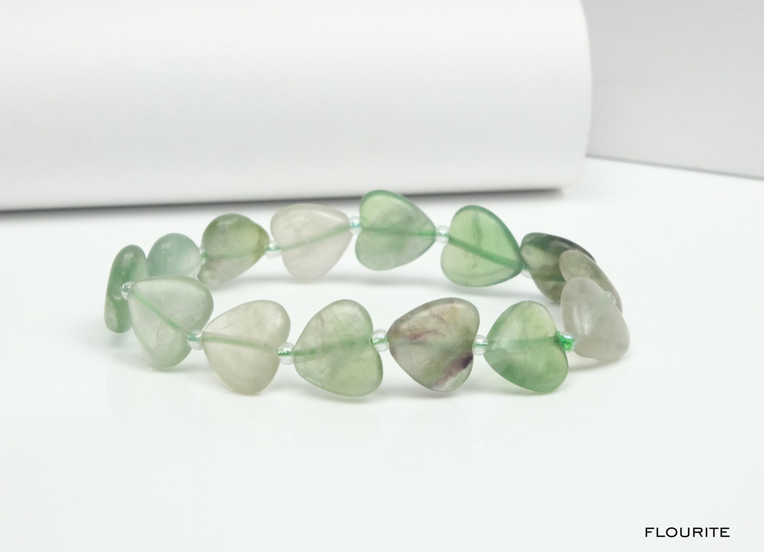 Multi Fluorite Heart Shape Bead Bracelet