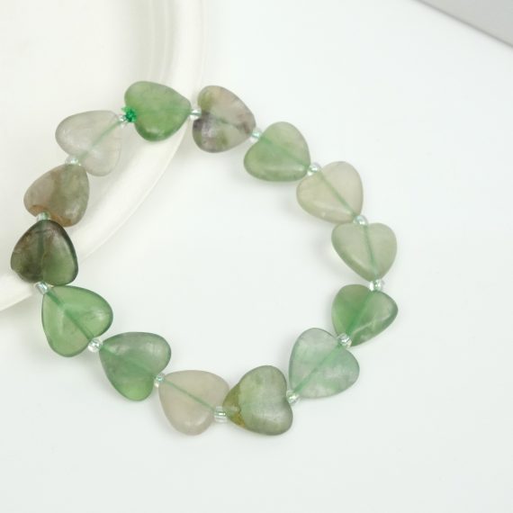 Multi Fluorite Heart Shape Bead Bracelet