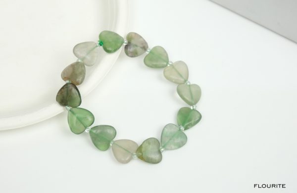 Multi Fluorite Heart Shape Bead Bracelet