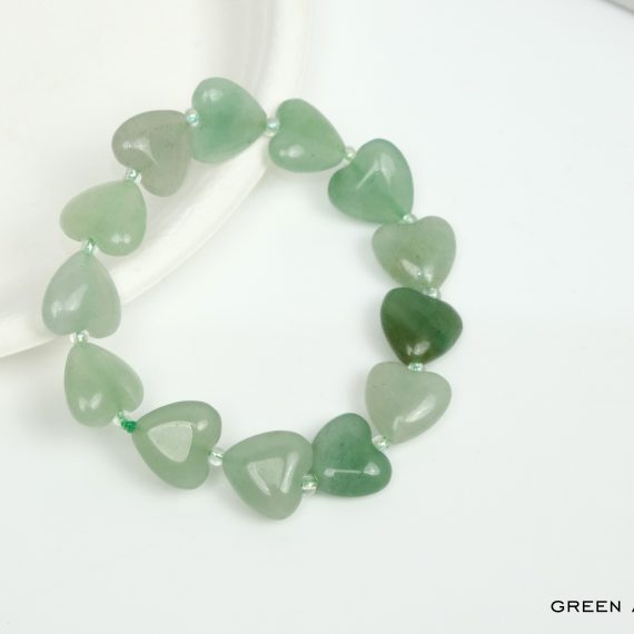 Green Aventurine Heart Shape Bead Bracelet
