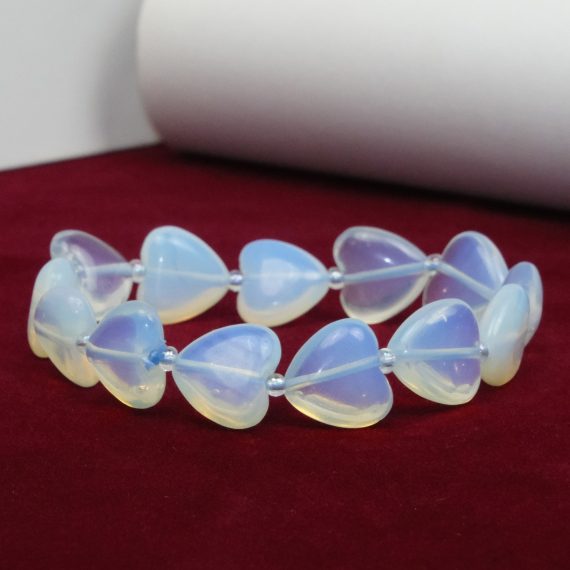 Opalite Heart Shape Bead Bracelet