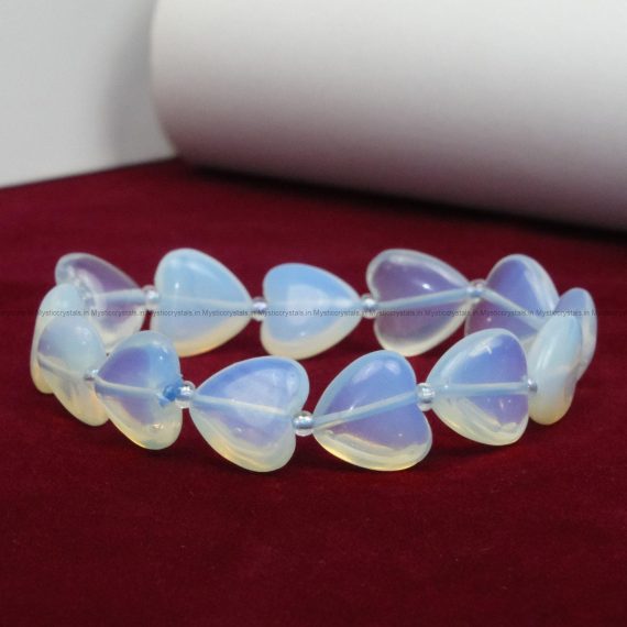 Opalite Heart Shape Bead Bracelet