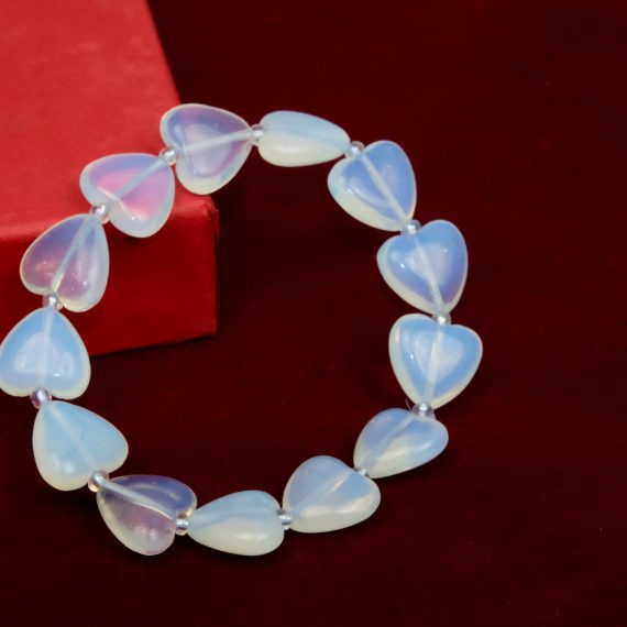 Opalite Heart Shape Bead Bracelet