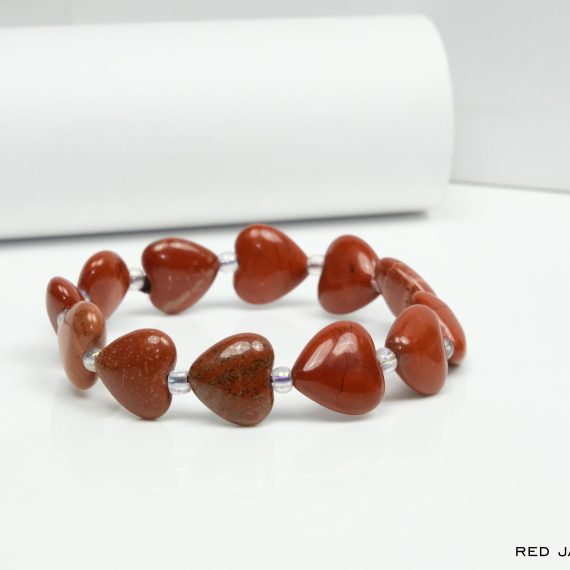 Red Jasper Heart Shape Bead Bracelet