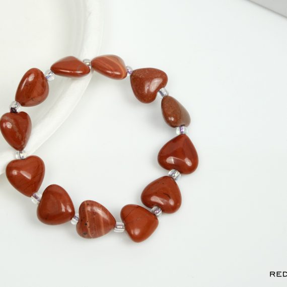 Red Jasper Heart Shape Bead Bracelet