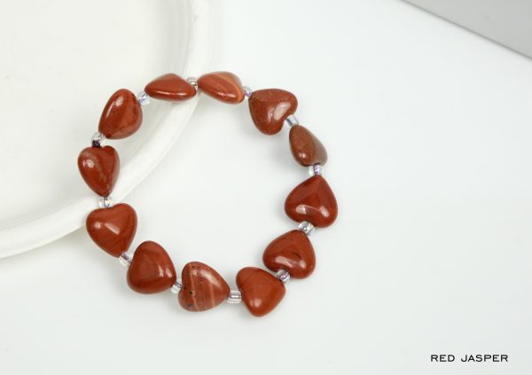 Red Jasper Heart Shape Bead Bracelet