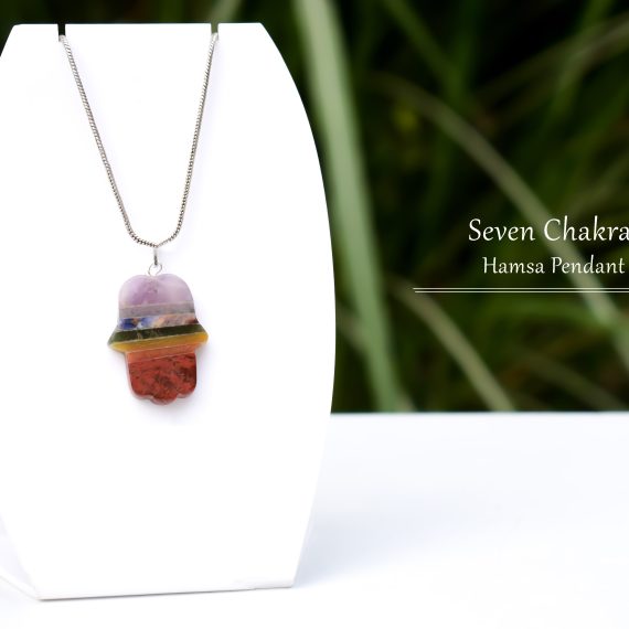Seven Chakra Hamsa Shape Pendant