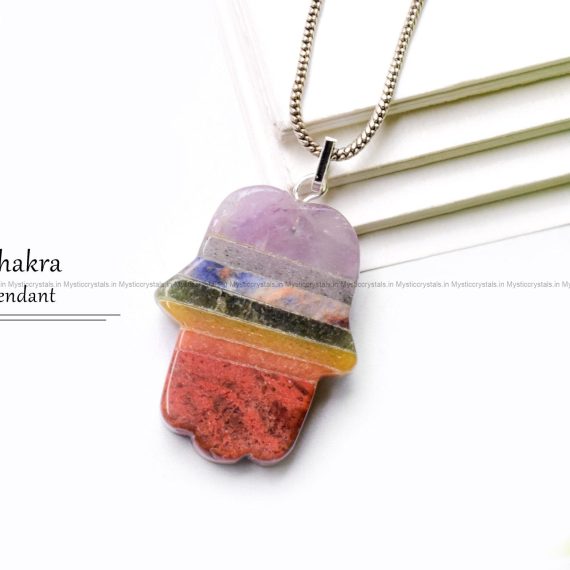 Seven Chakra Hamsa Shape Pendant