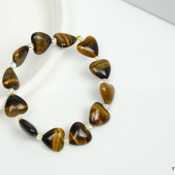 Tiger Eye Heart Shape Bead Bracelet