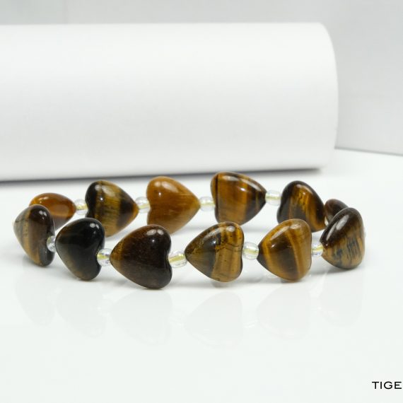 Tiger Eye Heart Shape Bead Bracelet