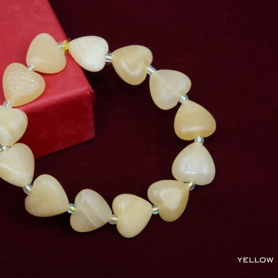 Yellow Calcite Heart Shape Bead Bracelet