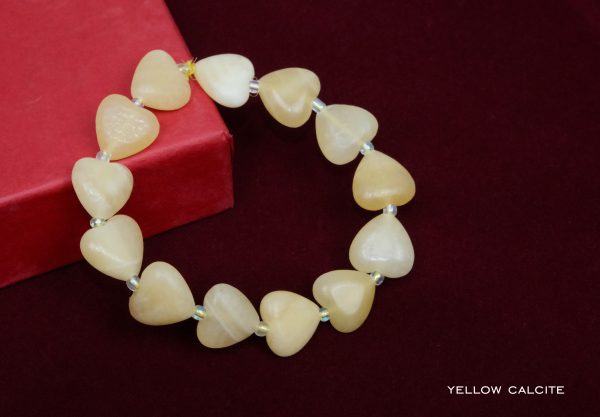 Yellow Calcite Heart Shape Bead Bracelet