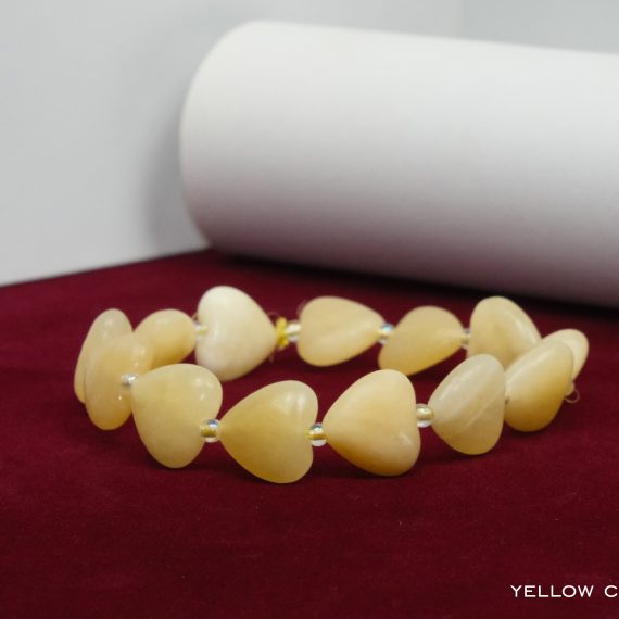 Yellow Calcite Heart Shape Bead Bracelet