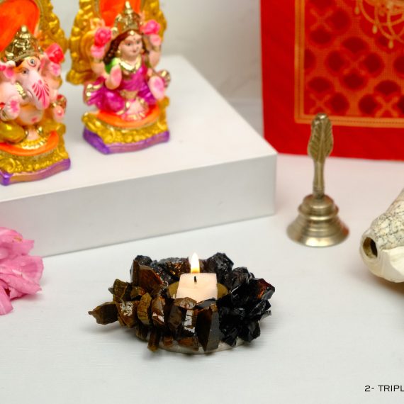 Triple Protection Crystal Diya for Protection, Grounding & Positive Energy