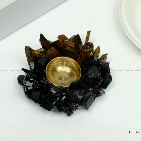 Triple Protection Crystal Diya for Protection, Grounding & Positive Energy