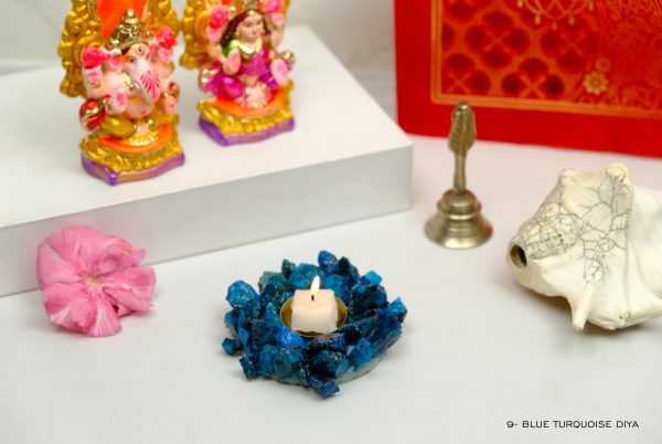 Blue Turquoise Crystal Diya