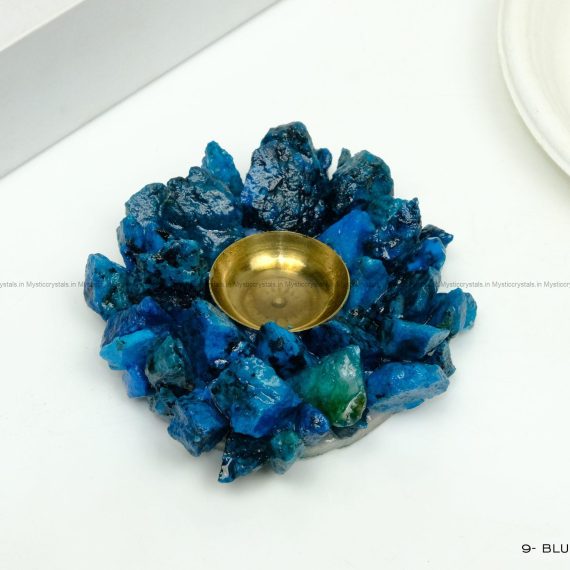 Blue Turquoise Crystal Diya