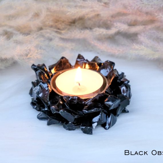 Black Obsidian Crystal Diya