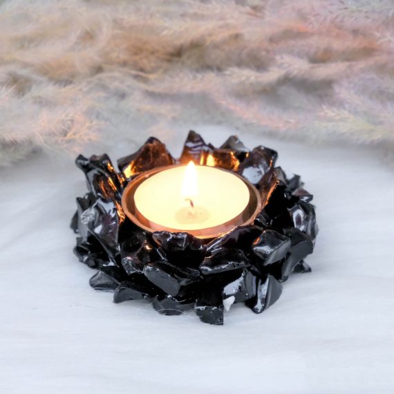 Black Obsidian Crystal Diya