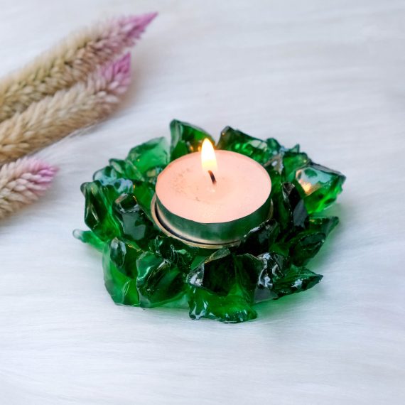 Green Obsidian Crystal Diya