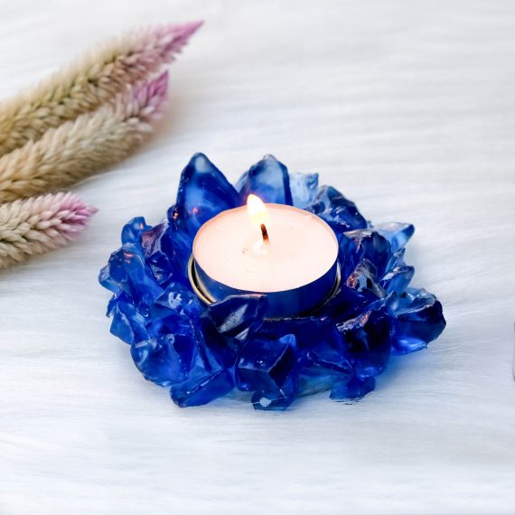 Indigo Obsidian Crystal Diya