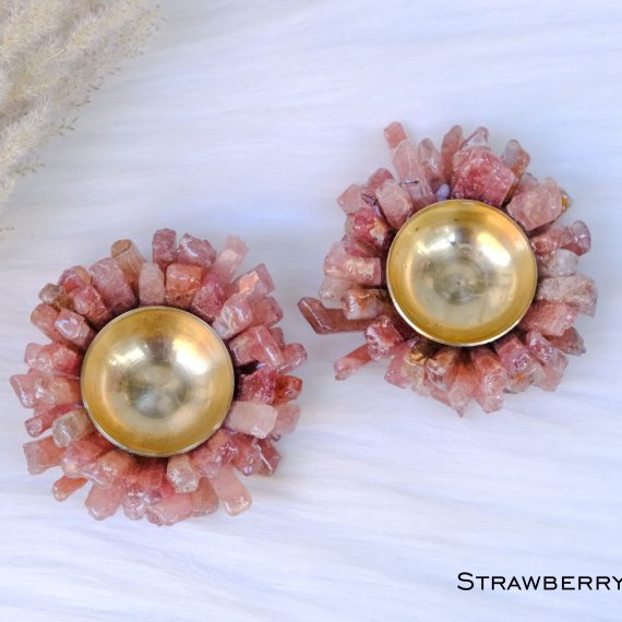 Strawberry Quartz Crystal Diya