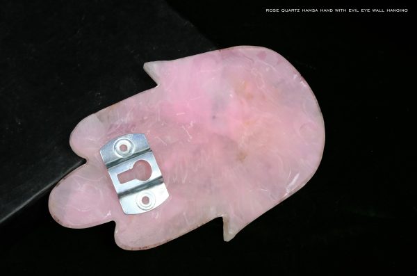 Rose Quartz Hamsa Hand with Evil Eye Wall Hanging