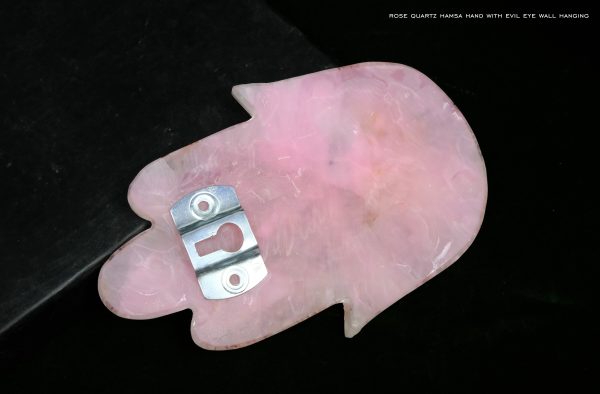 Rose Quartz Hamsa Hand with Evil Eye Wall Hanging
